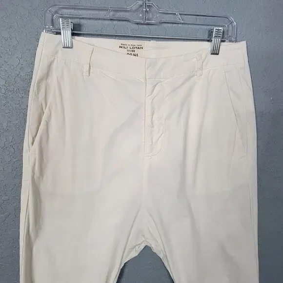 Nili Lotan Paris Pant in Eggshell Drop Crotch Cotton Twill Size 2 Edgy USA Work - Picture 15 of 17
